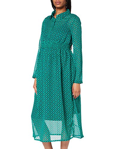 Esprit Maternity Damen Dress Maxi nurs ls AOP Kleid, Grün (Teal Green 372), (Herstellergröße: 38)