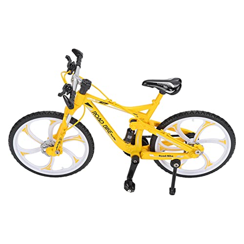Modell Dirt Bike, kleines und schönes Dreh-Spielzeug-Fahrrad für Schlafzimmer, Wohnzimmer, Büro, Arbeitszimmer für Ids-Mitarbeiter, Freunde, Familie(Gelb)