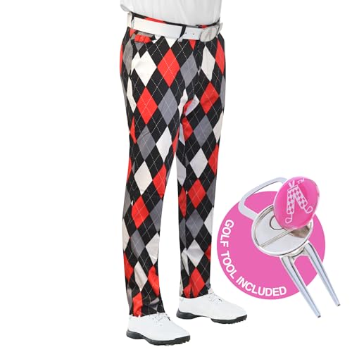 ROYAL & AWESOME HERREN-GOLFHOSE, Mehrfarbig (Diamonds in the Rough), W34/L34