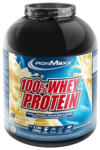 IronMaxx 100 Prozent Whey Protein Pulver Molke wasserlöslich, Geschmack Weiße Schokolade, 2,35 kg Dose (1er Pack)