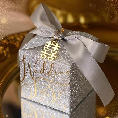 20/50 Stück Hochzeits-Süßigkeitenschachtel mit Perlenband, Schleife, Geschenk, Schokoladenschachtel, glitzernde Geschenkbox