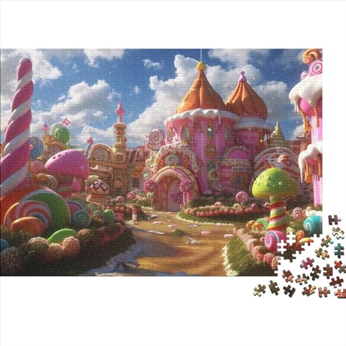Süßigkeiten-Haus 1000 Stück Puzzles Für Erwachsene, City aus Bonbons 1000-teiliges Puzzle, Bwechslungsreiche Puzzle Erwachsene, Spielzeug Geschenk, Familiendekorationen 1000pcs (75x50cm)
