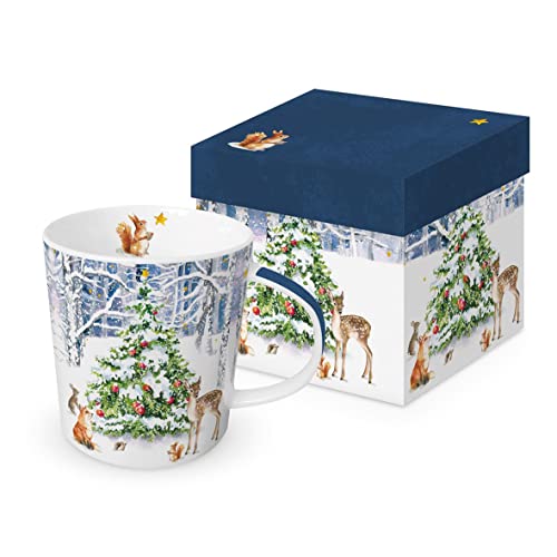 Kaffeebecher Winterwald mit Geschenkbox, Tasse Tiere Tier Geschenkset Weihnachten
