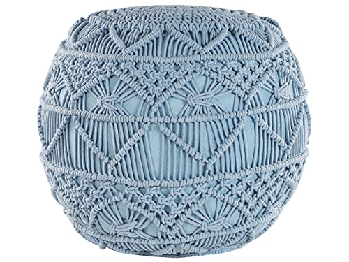 Beliani Pouf blau 40 x 40 cm rund Knitting Baumwolle Kayseri