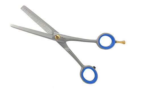 Modellierschere Friseur-Solinger Modellierschere-Friseurschere profi-Haarschere-Made in Solingen- zum Ausdünnen der Haare-1 x verzahnung-Edelstahl-MIT FINGER HAKEN- 6 zoll=15,5 cm