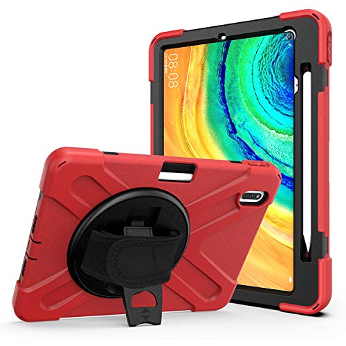 YGoal Hülle für Huawei Matepad Pro - [Handschlaufe] [Schultergurt] Robuste Schutzhülle mit Fallschutz Case Cover für Huawei Matepad Pro 10.8 Zoll, Rot