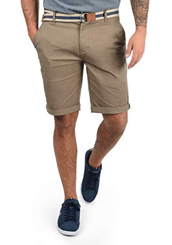 !Solid Monty Herren Chino Shorts Bermuda Kurze Hose Mit Gürtel Aus Stretch-Material Regular-Fit, Größe:L, Farbe:Mid Grey (2842)