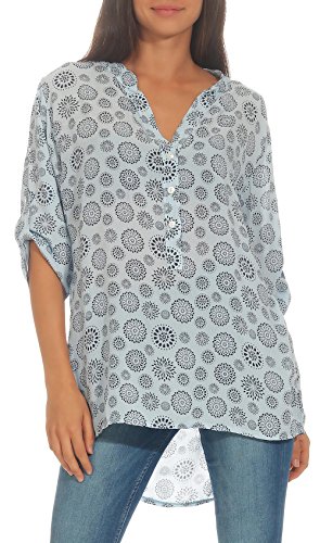 Malito Damen Bluse mit Print | Tunika mit ¾ Armen | Blusenshirt auch Langarm tragbar | Elegant - Shirt 6703 (hellblau)