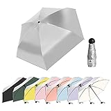Mini Taschenschirm Silber Sonnencreme Regenschirm mit Violett-Futter, UV-Schutz Regenschirm für Sonne Oder Regen