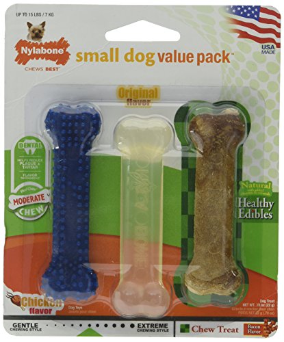 Nylabone (4 Pack) Flexi Chew Small Bones for Dogs up to 15 Pounds Variety Pack