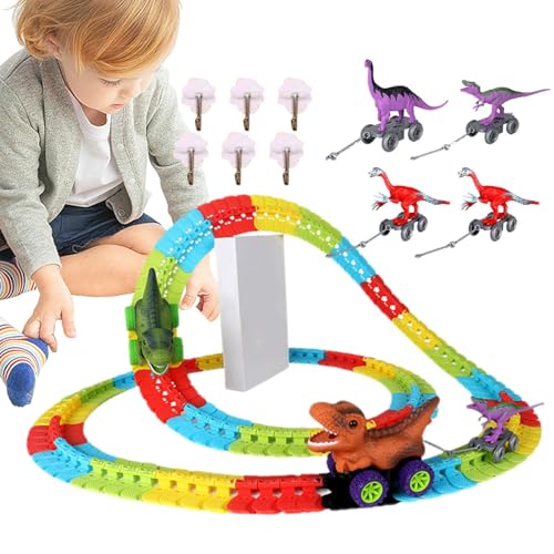 Dinosaurier-Track-Spiel | Kreatives Dinosaurier-Rennstrecken-Spielzeugset für Kinder,DIY-Spielzeug für Kinder, Partyzubehör für Kinder, Kleinkinder, für Zuhause, draußen, Reisen (ohne Anloximt