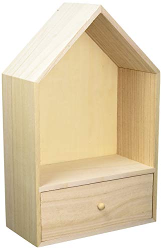 Artemio 14002223 Haus zum Dekorieren mit 1 Schublade Holz 20 x 32 x 10 cm