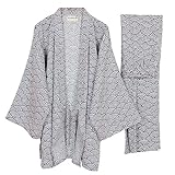 Fancy Pumpkin Kimono-Pyjama-Anzug im japanischen Stil für Herren-Grey Wave Größe M