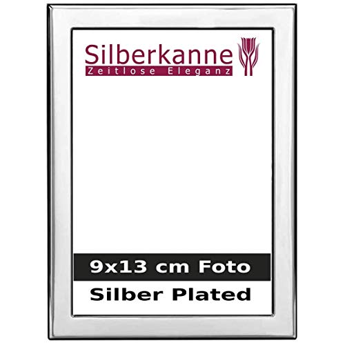 SILBERKANNE Bilderrahmen Arenzano 9x13 cm Foto mit Holzrücken Premium Silber Plated edel versilbert in Top Verarbeitung