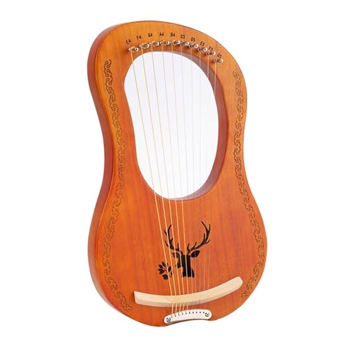 FCSHFC 7 Saiten Harfe Instrument 10 Saiten Zither Instrument Mit Putztuch, Stimmschlüssel, Picks, Anfänger Handbuch for Lyra (Color : 10 Tone Reindeer Log Color)
