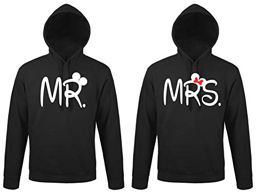 TRVPPY Partner Couple Mr. & Mrs. Mister & Misses Hoodie - Damen Pullover Schwarz M