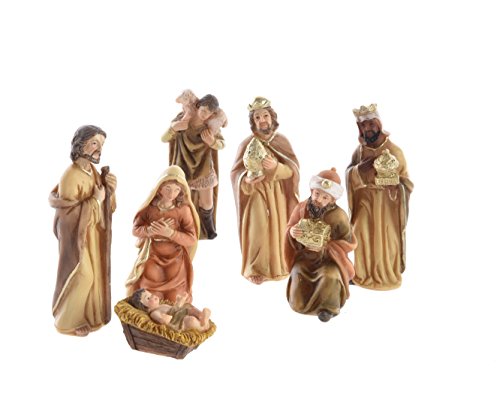 Krippenfiguren aus Polymagnesium Maria Josef Jesus Könige Hirte 7er Set