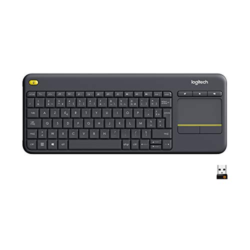 Logitech wireless touch keyboard k400 plus - tastatur - kabellos - 2.4 ghz - dänisch/finnisch/norwegisch/schwedisch - schwarz - - 920-007141 - 5099206059382