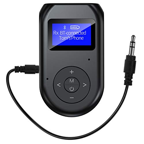 FAMKIT Bluetooth 5.0 Transmitter Empfänger Wireless Audio Adapter mit Mikrofon LCD Display