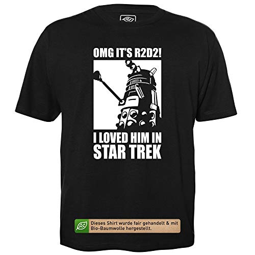 OMG It's R2D2 - Herren T-Shirt für Geeks mit Spruch Motiv aus Bio-Baumwolle Kurzarm Rundhals Ausschnitt, Größe XXXXL