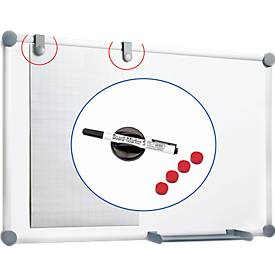 Whiteboard 2000 MAULpro, weiß beschichtet, magnethaftend, B 1200 x H 900 mm + 9-teiliges Zubehör-Set