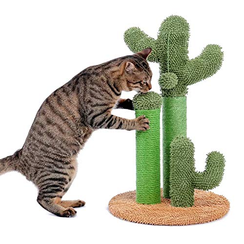 YUNDING Netter Kaktus-Haustier-Kratzbaum Mit Ballspielzeug Scratcher-Beiträge für Katzen Kätzchen Kletterbaum Katzenspielzeug Möbel Schützen(Color:B,Size:L.)