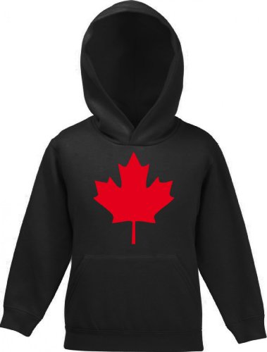 Shirtstreet24, CANADA/KANADA, Länder Kinder Kids Kapuzen Sweatshirt Hoodie - Pullover, Größe: 116,Schwarz