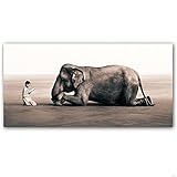 ZHUANGSHIHUA Elefant Kind Gebet Poster und Drucke Abstrakte Wandkunst Leinwand Malerei Druck Bild Nordische Wohnkultur (70x120cm) Rahmenlos