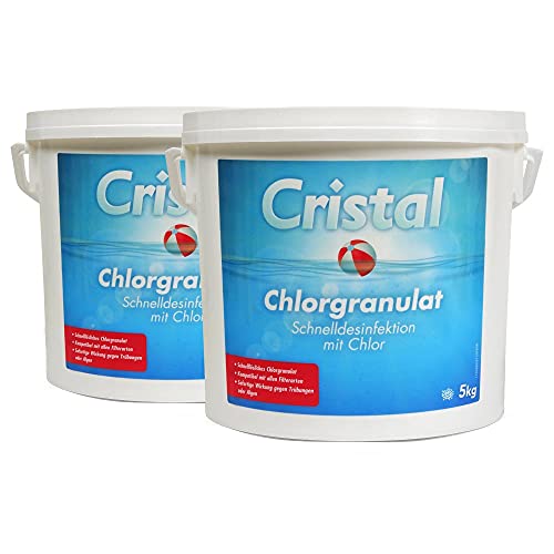 Cristal Chlorgranulat schnell löslich 2 x 5 kg, schnelle Wirkung - zur Schnelldesinfektion und Schockchlorung im Pool