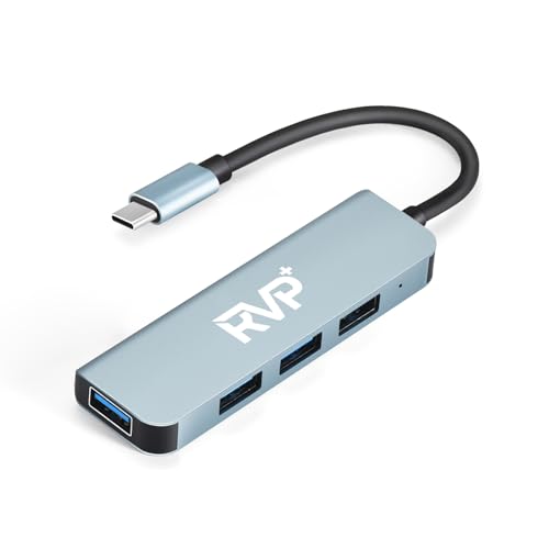 RVP+ USB Hub für Laptop, 4 Port USB Multiport Adapter, USB Splitter für Flash Drive, Tastatur, Maus, Konsole, HDD, Xbox