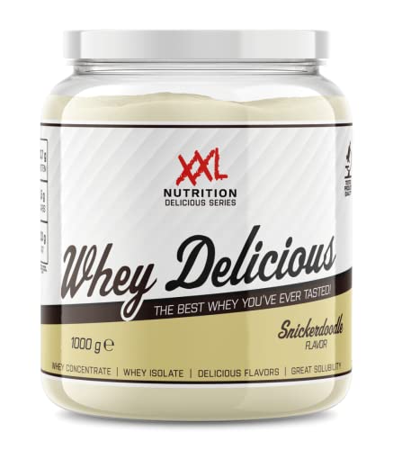XXL Nutrition - Whey Delicious Protein Pulver - Leckerste Shake - Eiweiss Pulver, Whey Protein Isolat & Konzentrat - Hohe Qualität - 78,5% Proteingehalt - SnickerDoodle - 1000 Gramm