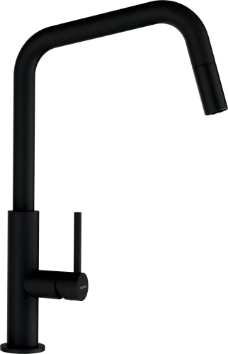 SCHOCK Küchenarmatur TANOS - schwarze Hochdruck Armatur mit ausziehbarem Auslauf und ultraleisem Wasserstrahl