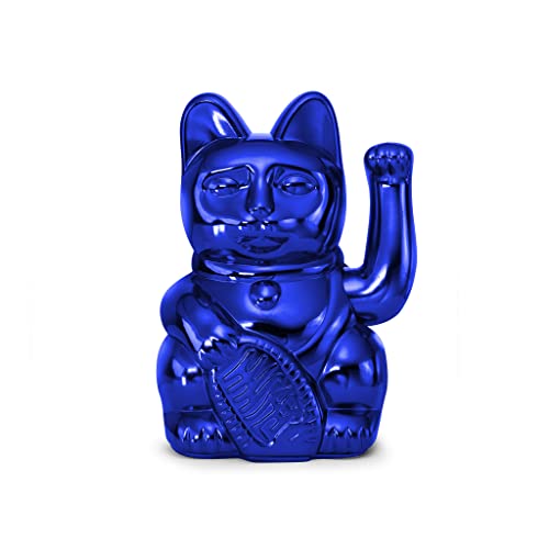 Lucky Cat Cosmic Edition Earth Shiny Blue | Winkekatze, Maneki Neko, 15 cm hoch