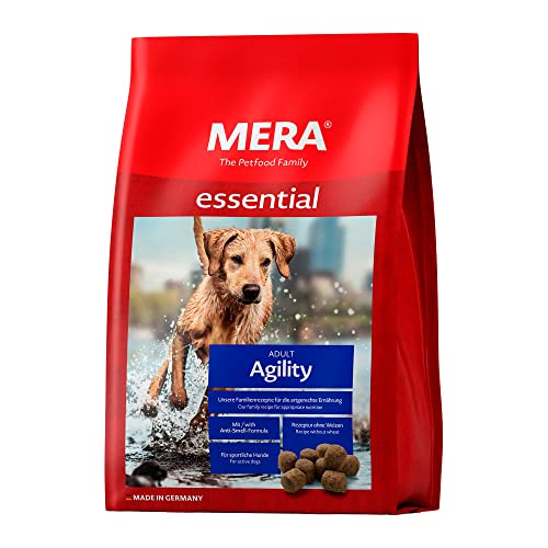 MERA essential Hundefutter Agility, Trockenfutter mit einer Rezeptur ohne Weizen für aktive sportliche Hunde, 1er Pack (1 x 12.5 kg)