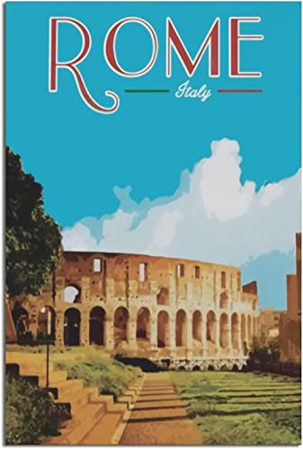 RuiChuangKeJi Leinwandbild 50x70cm Rahmenlos Rom Italien Vintage Reise Poster Leinwand Wandkunst Posterdruck Deko Büro Schlafzimmer