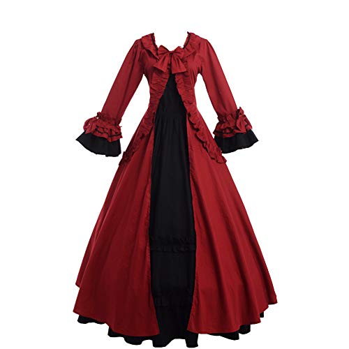 GRACEART Damen Gothic Viktorianischen Kleid Langarm Renaissance Mittelalter Kleid Maxi Palace Royal Masquerade Viktorianischen Königin (S)