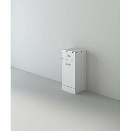 VeeBath NLSW300 Linx Freistehender Wäscheschrank für Badezimmer, 350 x 300 mm, weiß, glänzend, 350x300mm