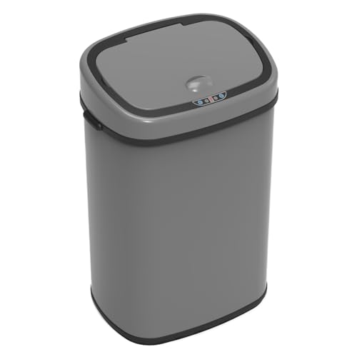 SVITA Sensor-Mülleimer 58L Stahl Küchenmüll Elektrischer Mülleimer mit Sensor Abfalleimer Grau