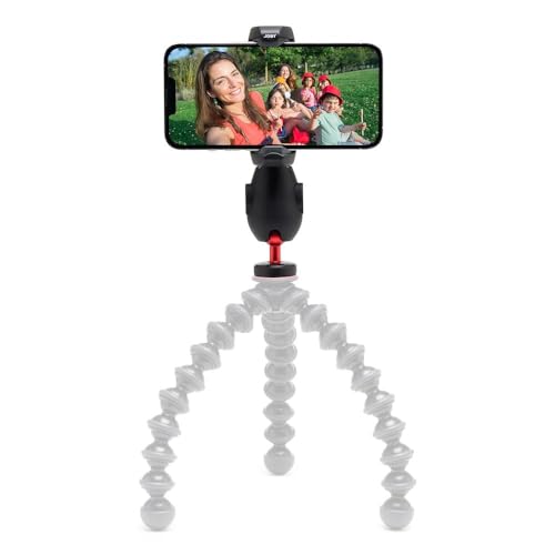 JOBY GripTight PRO 3 Halterung, Telefonklammer Kompatibel mit iPhone und Android, Smartphone-Klemme mit 2 Zubehörschuhen, 360° Drehbar, Schwarz