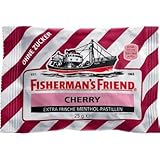 Fisherman's Friend Cherry | 24 x 25g Beutel | Kirsche und Menthol Geschmack | Zuckerfrei | Für frischen Atem
