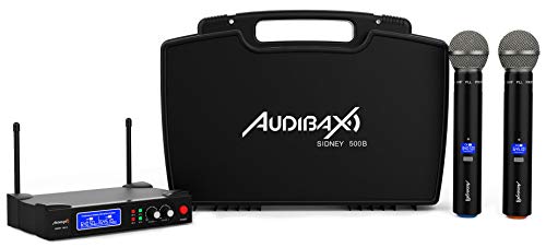 Audibax Sidney 500 B Professionelles kabelloses Mikrofon, UHF, Doppelhand, inkl. Koffer