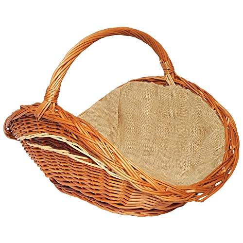 ForYourProtection Kaminholzkorb aus Weide Kaminkorb Holzkorb mit Jute Weidenkorb Holz Kamin Kaminholz (Hellbraun, Typ 3: (L) 66 x (B) 44 x (H) 28/42 cm)