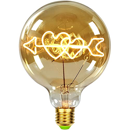 TIANFAN Vintage-Glühbirnen, LED-Glühbirne, 4 W, dimmbar, Liebes-/Heim-Buchstabe, dekorative Glühbirnen, 220/240 V, E27, Tischlampe (Cupid's Arrow)