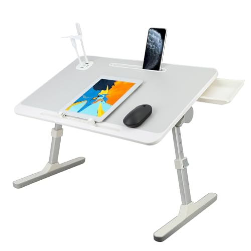 Laptop Bett Tablett Tisch, Höhe Winkel einstellbar Laptop Bett Stand, Portable Lap Desk mit klappbaren Beinen, schublade, faltbar Lap Tablet Tisch für Sofa Couch