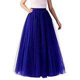Xmiral Damen Tutu Rock Knöchel-Länge Tüllröcke Einfarbig Unterrock 1950er Hohe Taille Petticoat(Blau,One Size)