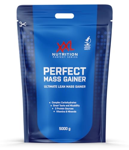 XXL Nutrition - Perfect Mass Gainer - Komplexe Kohlenhydrate aus Hafer- und Buchweizen, Hochwertige Proteinquellen, Kein Zugesetzter Zucker, Weight Gainer - Yoghurt/Raspberry - 5000 Gramm