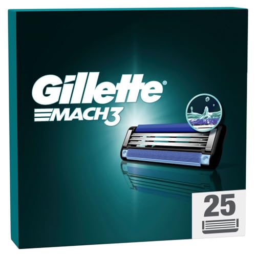 Gillette Mach3 Rasierklingen, 25 Ersatzklingen für Nassrasierer Herren mit 3-fach Klinge