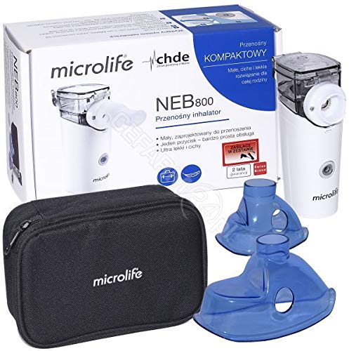 Microlife NEB800 Inhalator, tragbarer geräuscharmes Vernebler Set für Kinder und Erwachsene, wirksam bei Atemwegserkrankungen