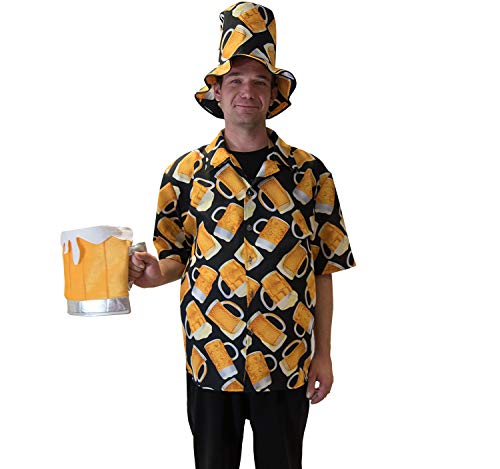 Krause & Sohn Bier Kostüm für Männer verschiedene Größen und Ausführungen (Hawaii-Hemd mit Hut/Größe 58)