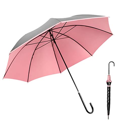 Regenschirm Golfschläger-Regenschirm, Groß, 43 Zoll, Winddichter UV-Schutz Für 2 Personen, Herren, Damen, Klassischer Ledergriff, Leicht (Color : Pink, Size : 80cm*8K)